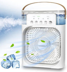 3 In 1 Small Air Cooler LED Night Light Portable Humidifier Air Adjustment Fan For Office & Home - MS - uae3 In 1 Small Air Cooler LED Night Light Portable Humidifier Air Adjustment Fan For Office & Home