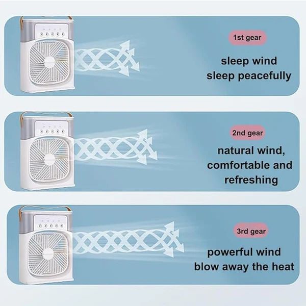 3 In 1 Small Air Cooler LED Night Light Portable Humidifier Air Adjustment Fan For Office & Home - MS - uae3 In 1 Small Air Cooler LED Night Light Portable Humidifier Air Adjustment Fan For Office & Home