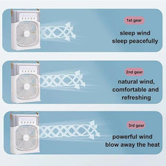 3 In 1 Small Air Cooler LED Night Light Portable Humidifier Air Adjustment Fan For Office & Home - MS - uae3 In 1 Small Air Cooler LED Night Light Portable Humidifier Air Adjustment Fan For Office & Home