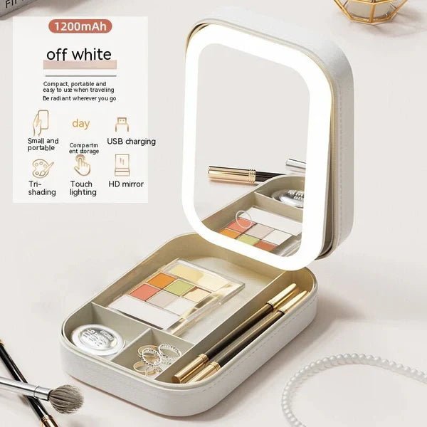 Portable Makeup Storage Box with LED Light Mirror (UAE Delivery Time: 1 - 3 Days) - MS - uaePortable Makeup Storage Box with LED Light Mirror (UAE Delivery Time: 1 - 3 Days)