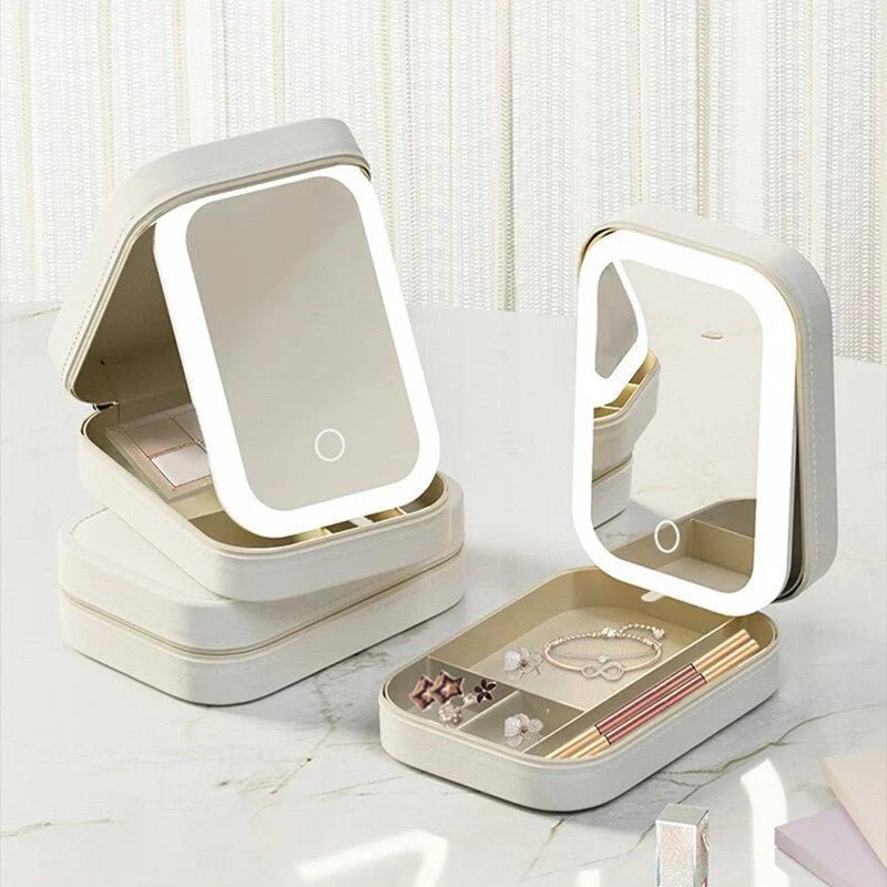 Portable Makeup Storage Box with LED Light Mirror (UAE Delivery Time: 1 - 3 Days) - MS - uaePortable Makeup Storage Box with LED Light Mirror (UAE Delivery Time: 1 - 3 Days)